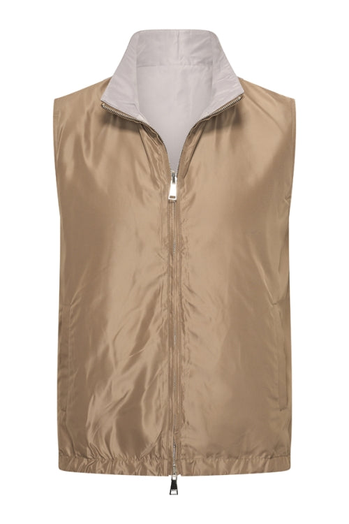 Taupe & elephant grey re-versible gilet