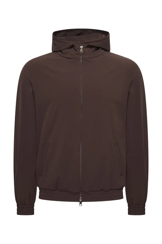 Espresso travel hooded jacket