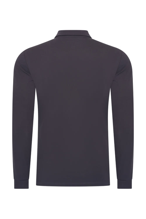 Dark grey shiny polo Longsleeve