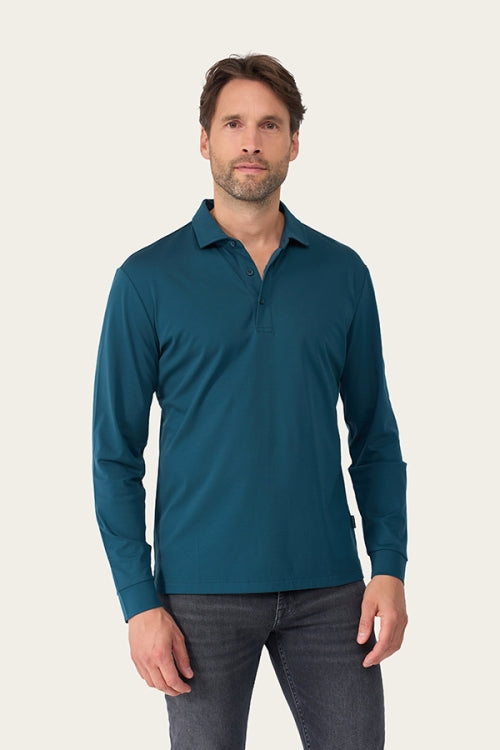 Teal Blue shiny polo Longsleeve