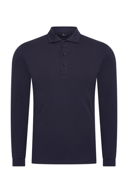 Navy shiny polo Longsleeve