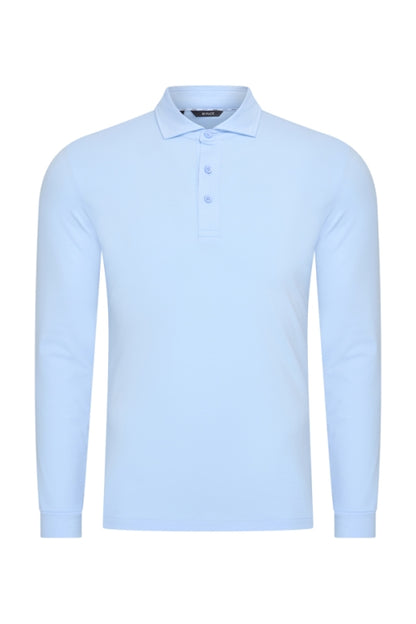 Light blue shiny polo Longsleeve