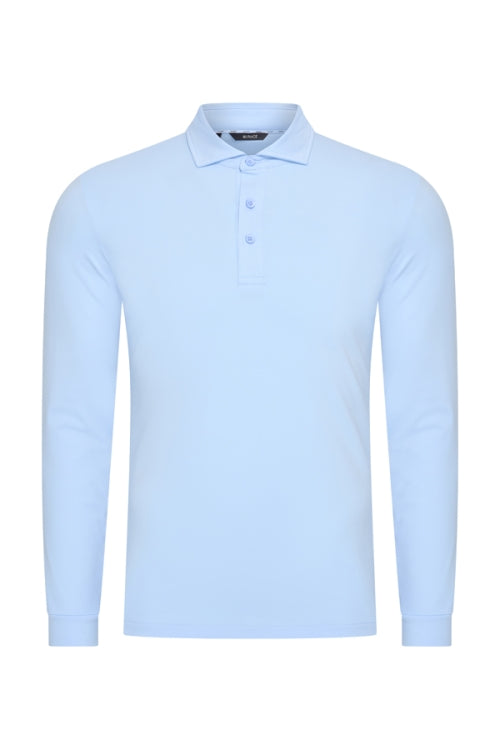Light blue shiny polo Longsleeve
