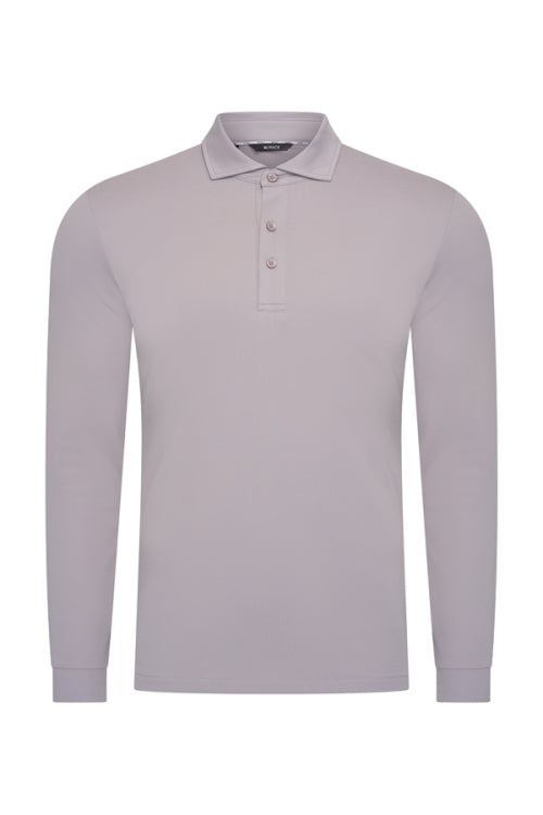 Elephant grey shiny polo Longsleeve