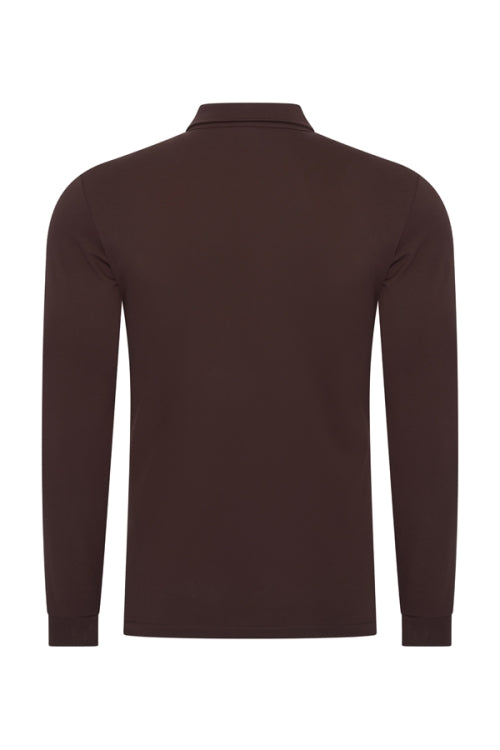 Espresso shiny polo Longsleeve