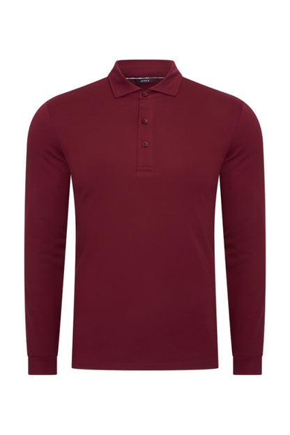 Burgundy shiny polo Longsleeve
