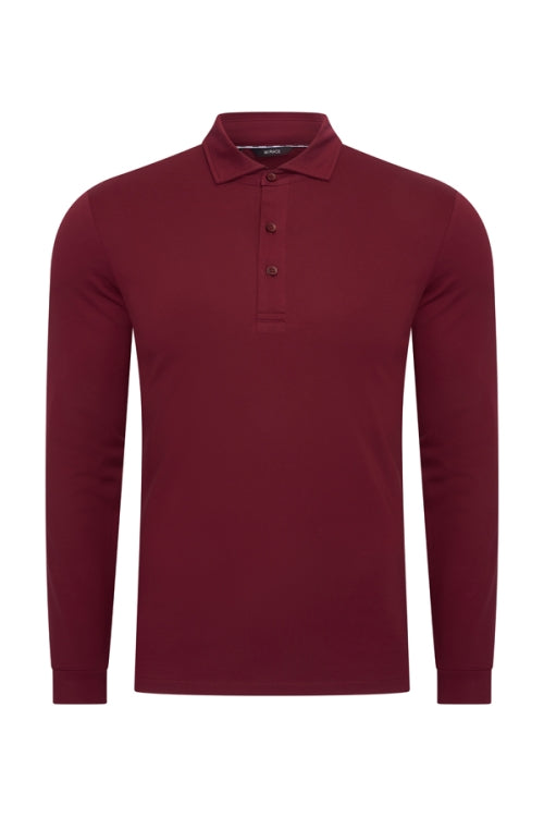 Burgundy shiny polo Longsleeve