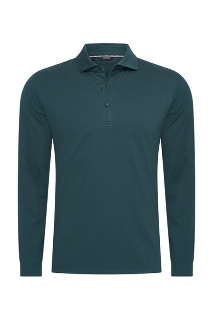 Teal Blue shiny polo Longsleeve