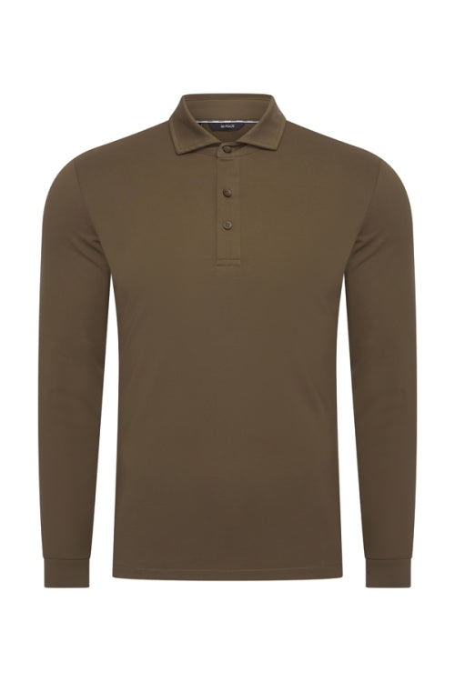 Olive shiny polo Longsleeve