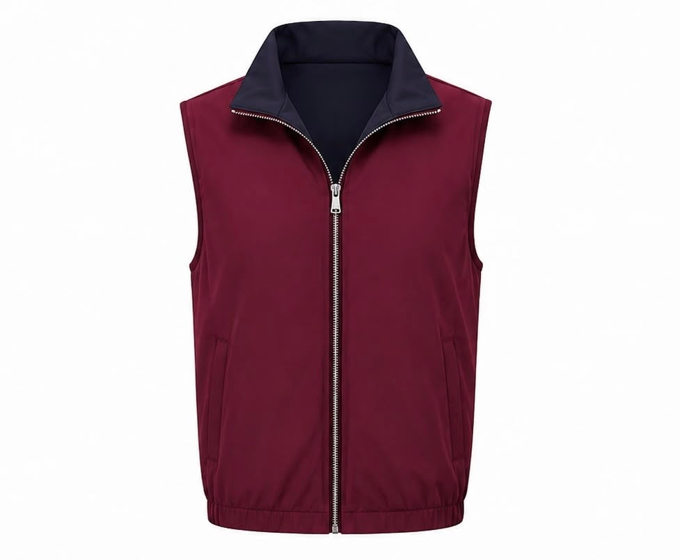Navy & Burgundy re-versible gilet