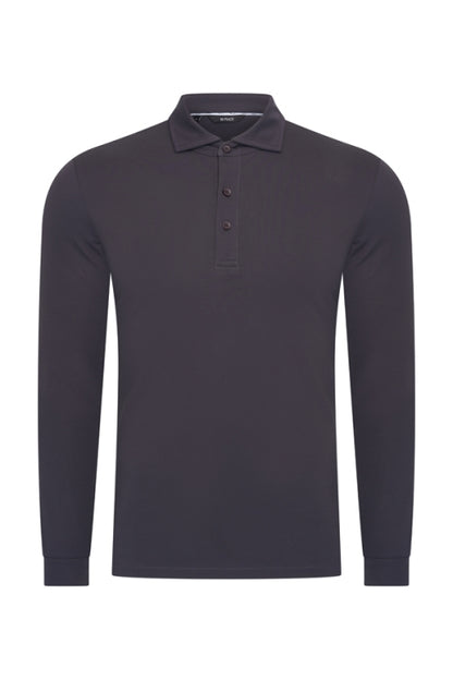 Dark grey shiny polo Longsleeve
