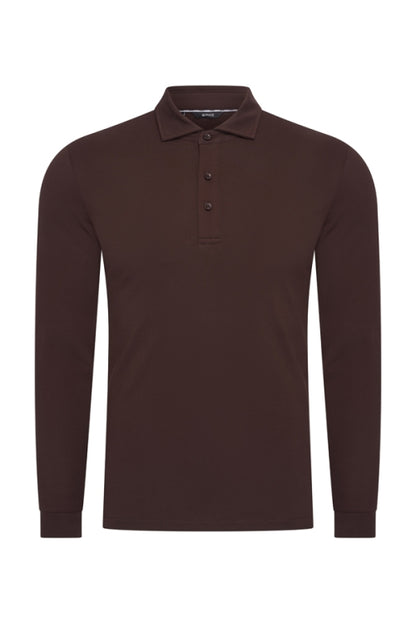 Espresso shiny polo Longsleeve