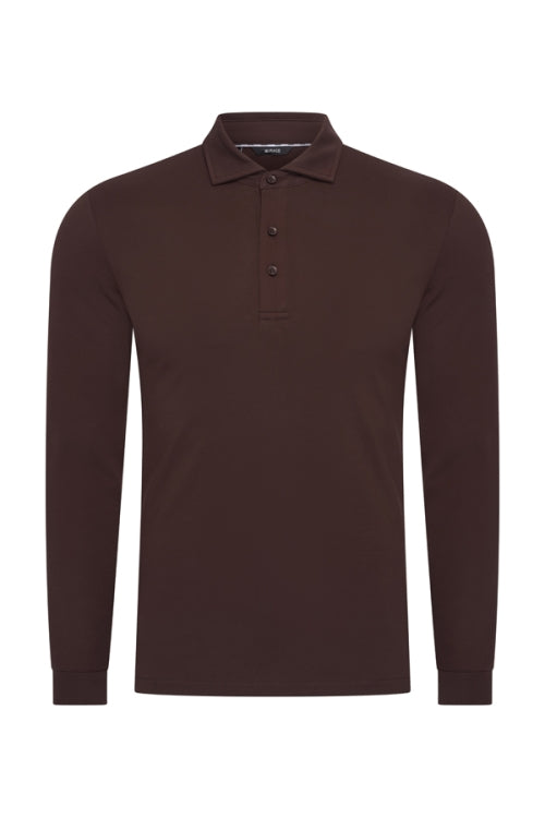 Espresso shiny polo Longsleeve