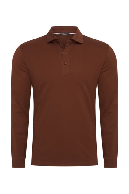 Brown stone shiny polo Longsleeve