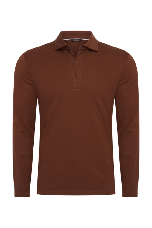 Brown stone shiny polo Longsleeve