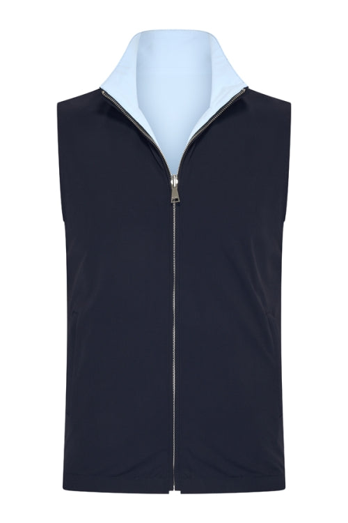 Navy & light blue re-versible gilet
