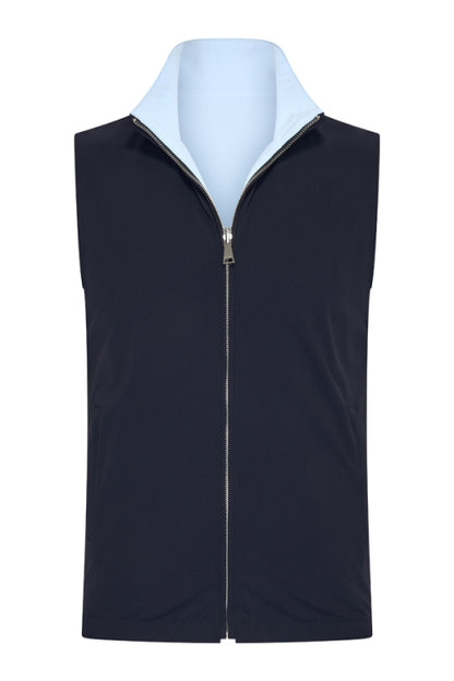 Navy & light blue re-versible gilet