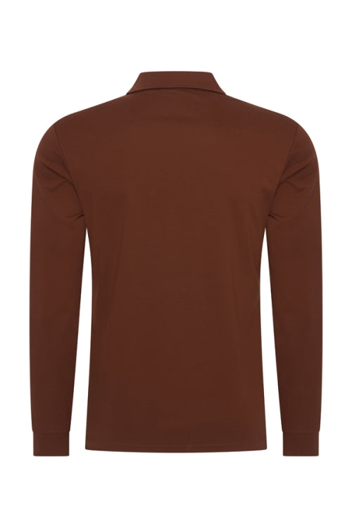 Brown stone shiny polo Longsleeve
