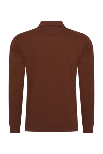Brown stone shiny polo Longsleeve
