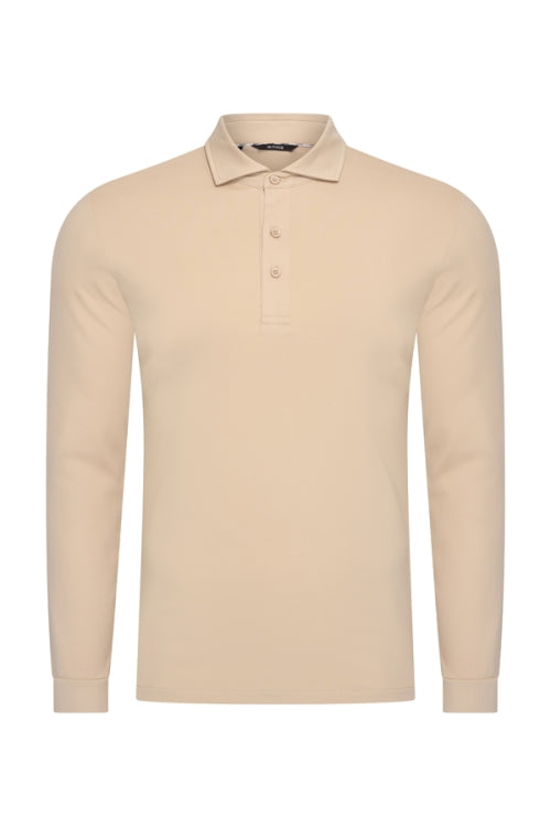 Beige shiny polo Longsleeve