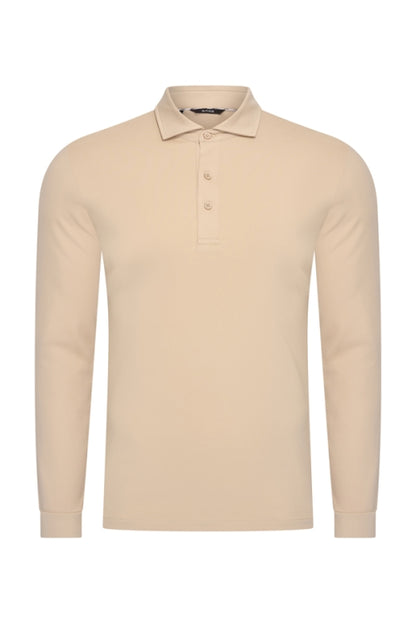 Beige shiny polo Longsleeve