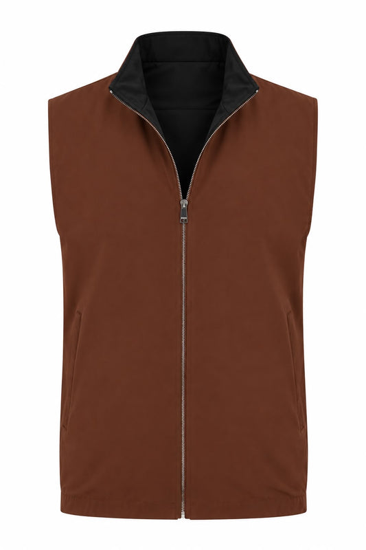 Brown stone & black re-versible gilet