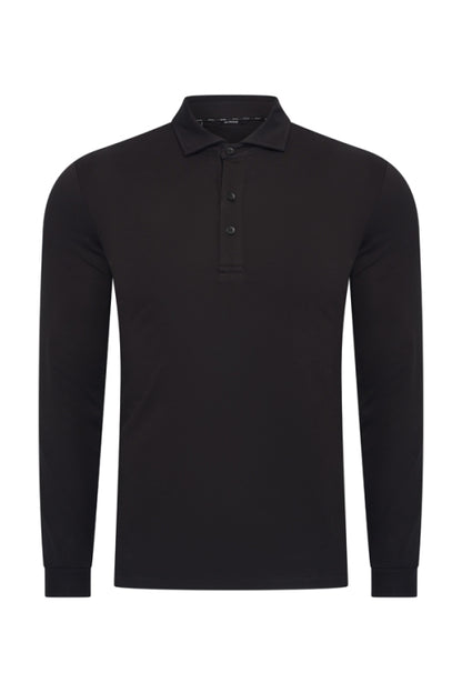 Black shiny polo Longsleeve